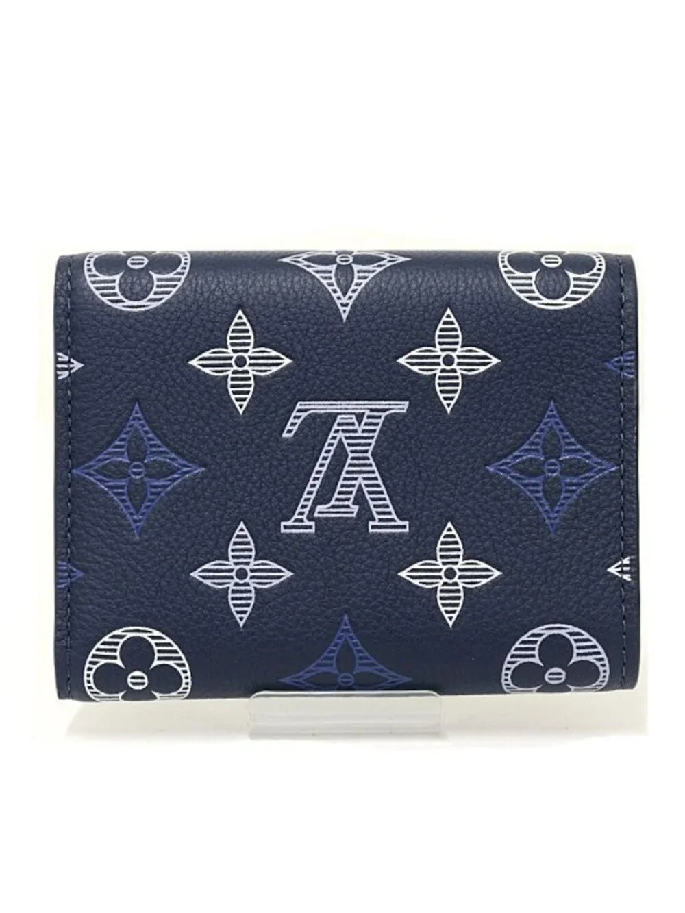 Louis Vuitton Victor Wallet Trifold Monogram Shadow Navy Blue
